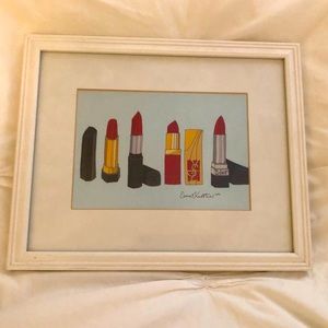 Signed and framed lipstick sketch